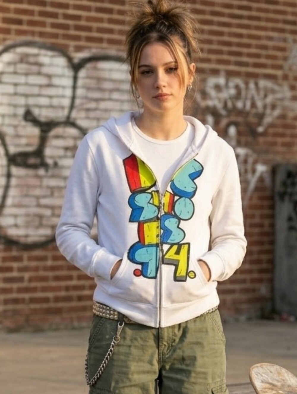 DC Shoes M Vintage Y2K Punk Skater Retro Streetwear Kangaroo Pocket Zip Hoodie